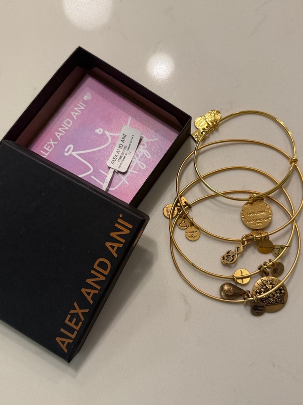 Alex and Ani Gold Charm Bangle Bracelet Set